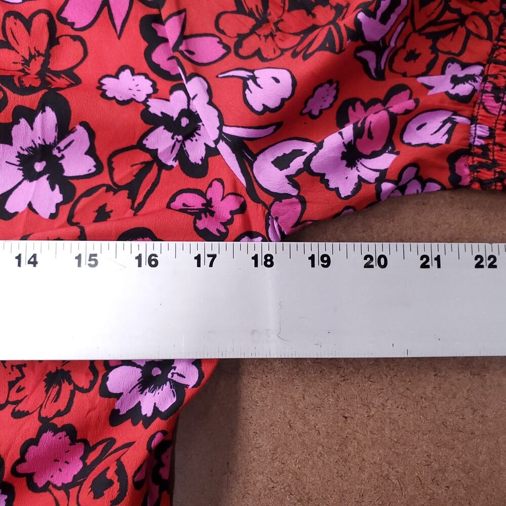 Influence A-line Dress Sz 6 Red Floral Knee-Length Smock Half Sleeve Skater Mini - Picture 8 of 12